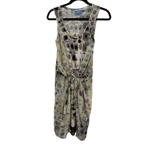 Vera Wang Simply‎ Vera Dress Sleeveless Gray Black Tie Front Abstract Print